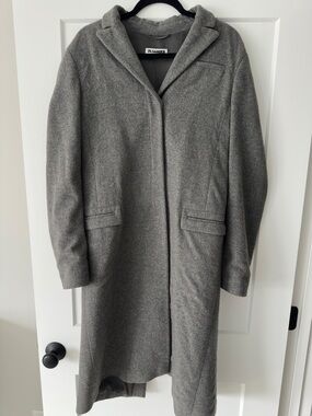 Jil Sander Gray Wool-Blend Single-Breasted Long Coat